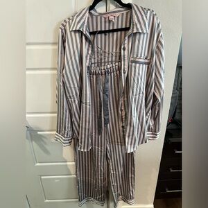 Victoria Secret silky pajamas, size large, pink and grey